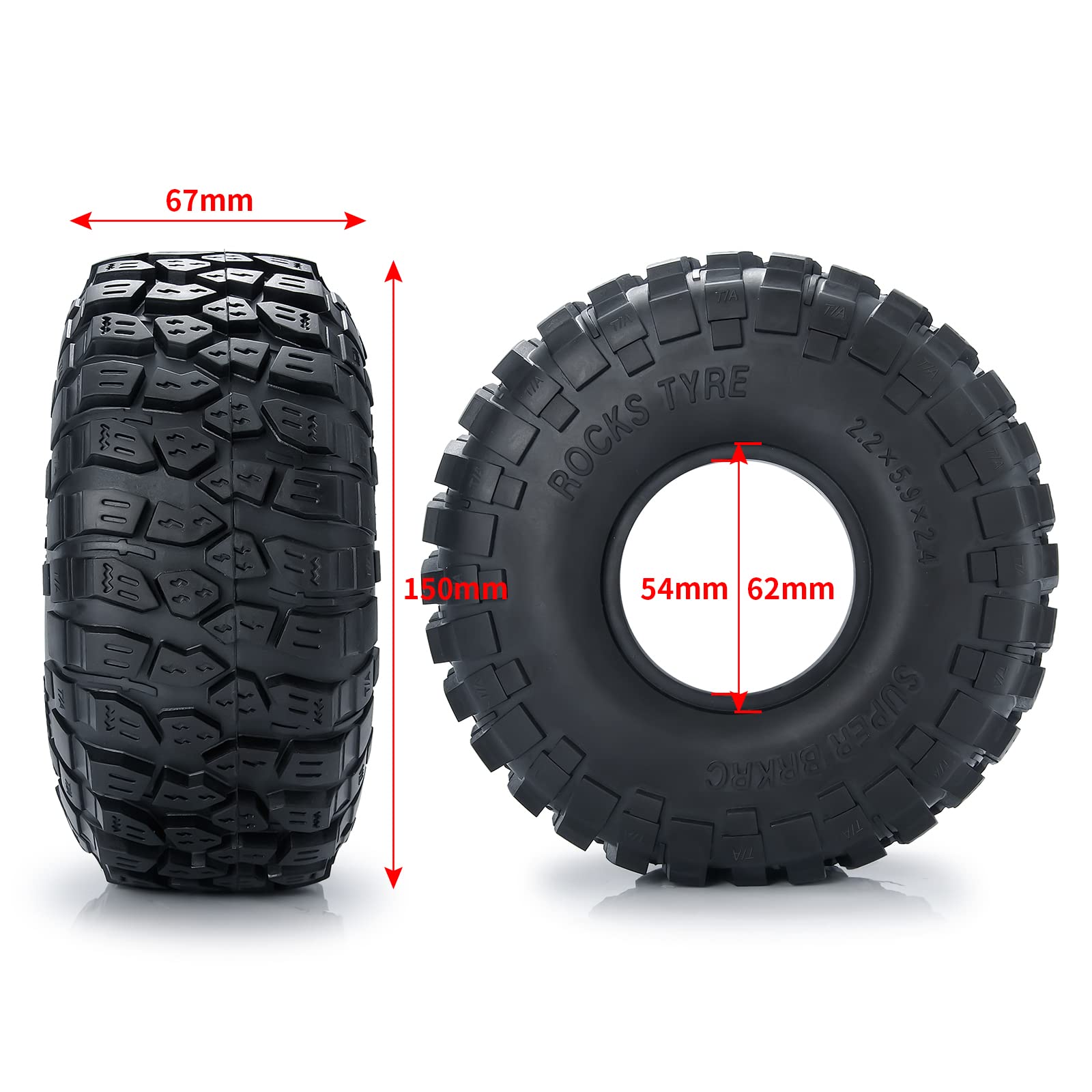 Runup 2,2-calowe opony Crawler 4-częściowy zestaw opon gumowych RC do 1/10 RC Rock Crawler Axial SCX10 RR10 Wraith