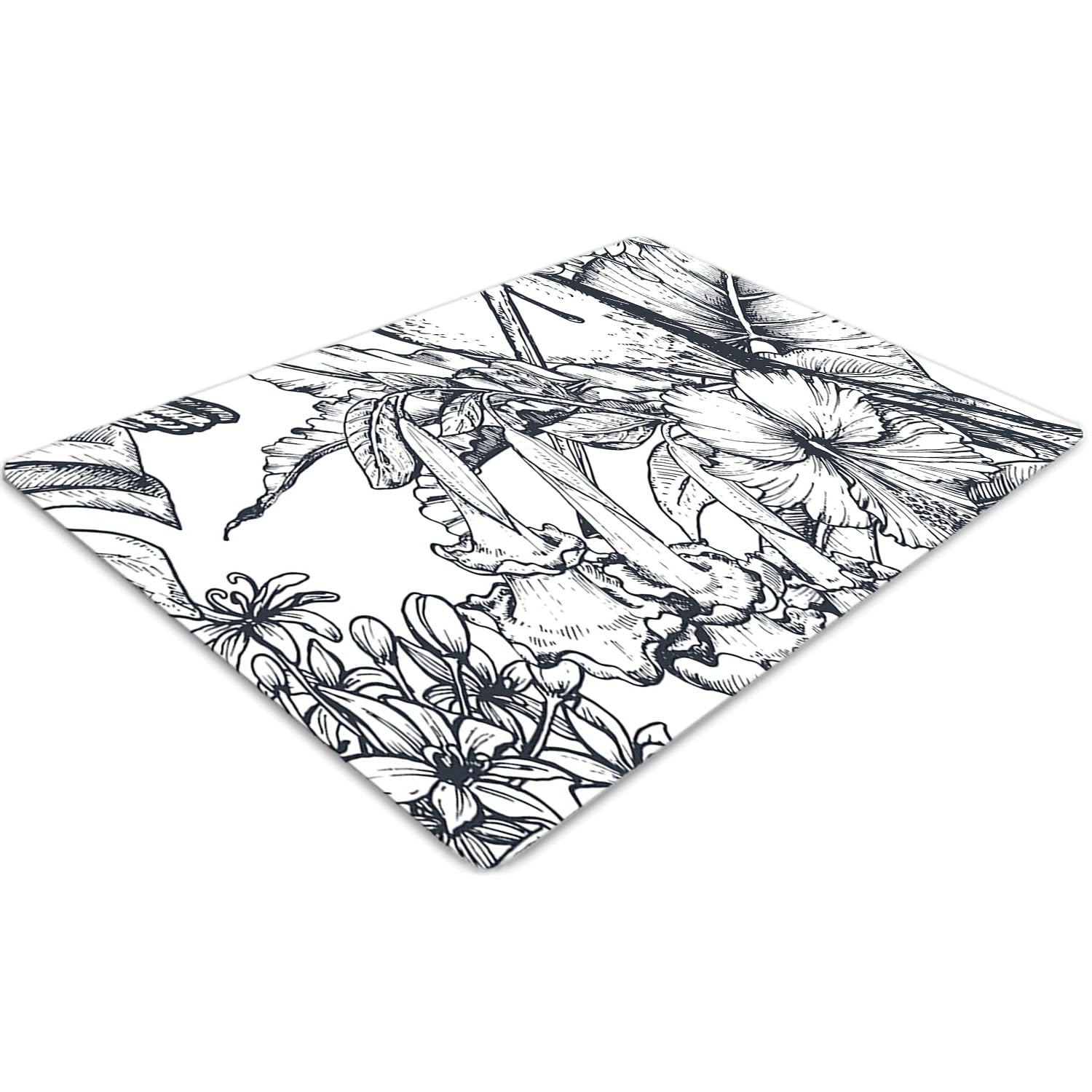Tapis de chaise 120x90 cm en PVC rectangulaire transparent avec motif oiseaux pour bureau