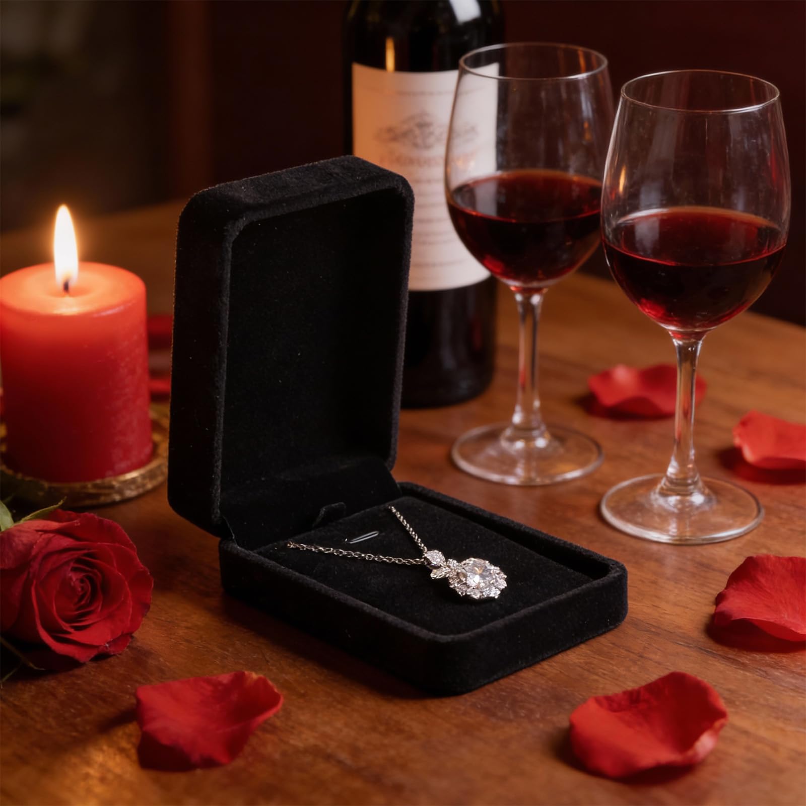 Yolev Velvet Necklace Gift Boxes Black Pendant Box for Jewelry Gifts Small Jewelry Gift Box Storage Display Case for Necklace Wedding Engagement Birthday Anniversary Valentine's Day