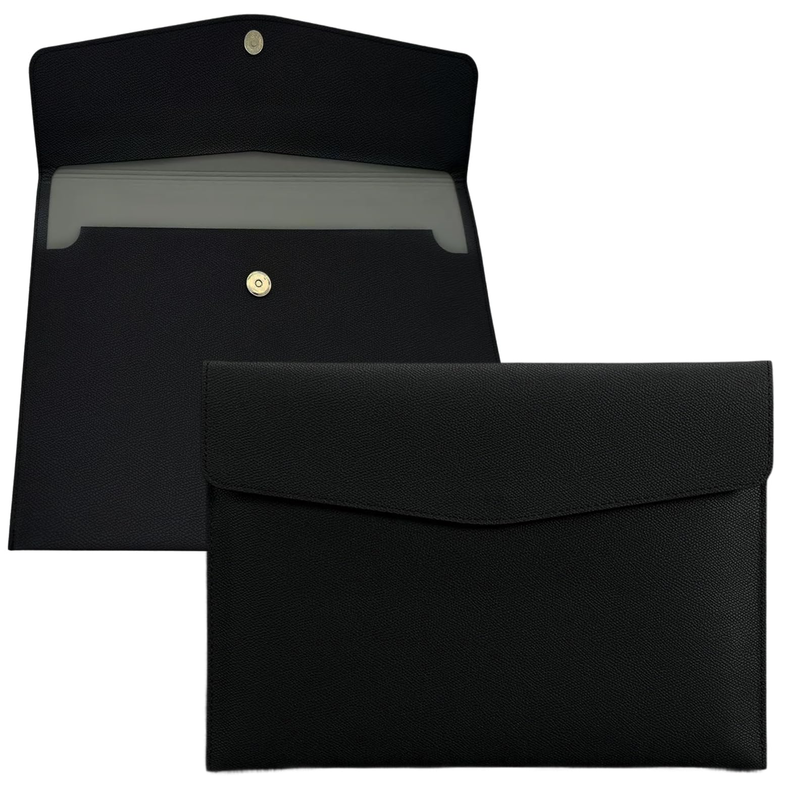 YSDINK PU Leather A4 Document File Folder, Portable and Waterproof File Organizer with Magnetic Snap Closure, Envelope Storage Bag for Office, Home, School, Travel and Business Use (Black)