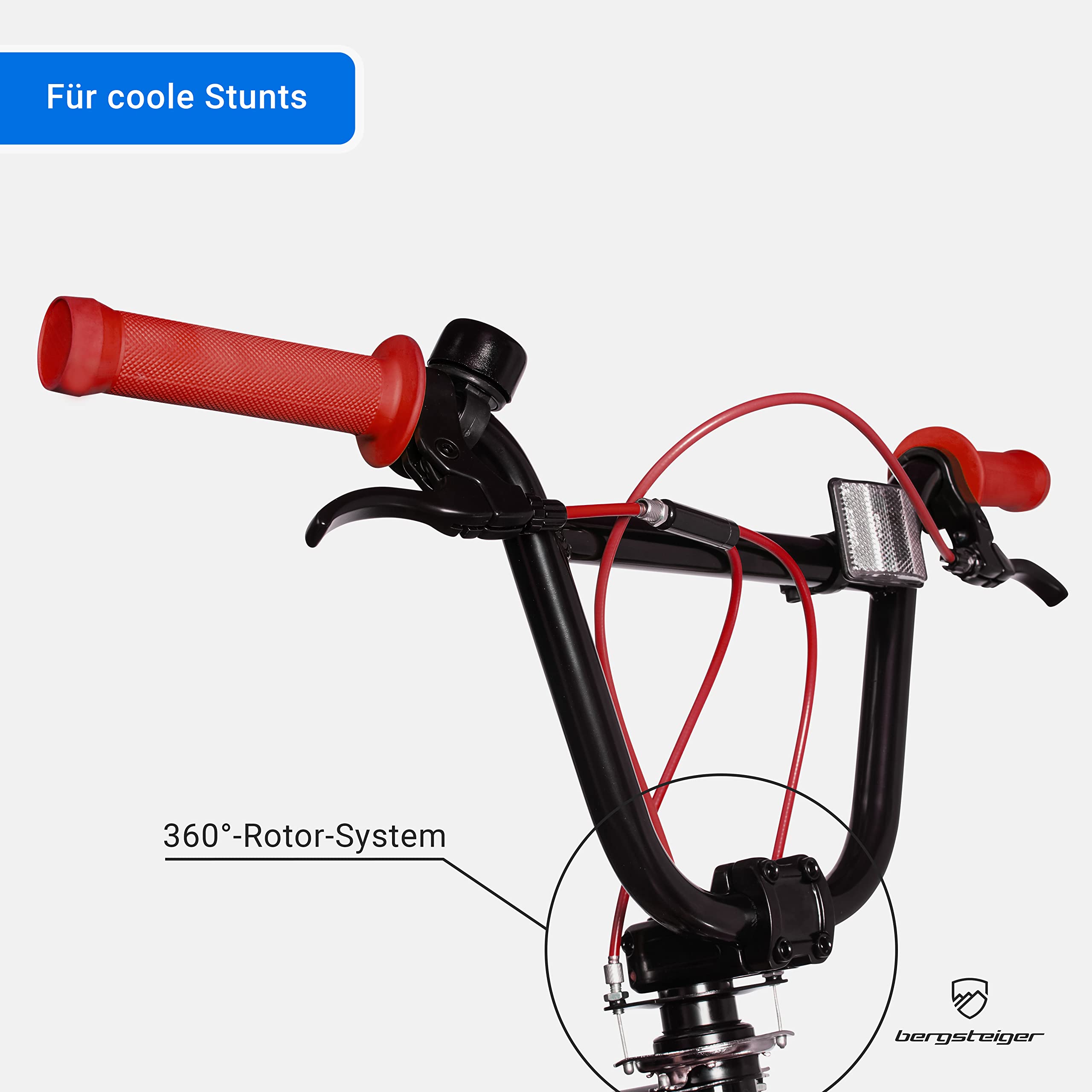 Bergsteiger Halifax 20 Zoll BMX Freestyle Fatbike mit Kettenschutz | Cooles Design mit 360 Grad Rotor-System und zwei Stahl-Pegs. Perfekt ab 120 cm Koerpergroesse dank 90% Vormontage.