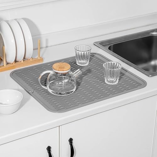 Miniatura 57 de Tapete de silicona para secado de platos para múltiples usos, fácil de limpiar, ecológico, resistente al calor, tapete de silicona para encimera