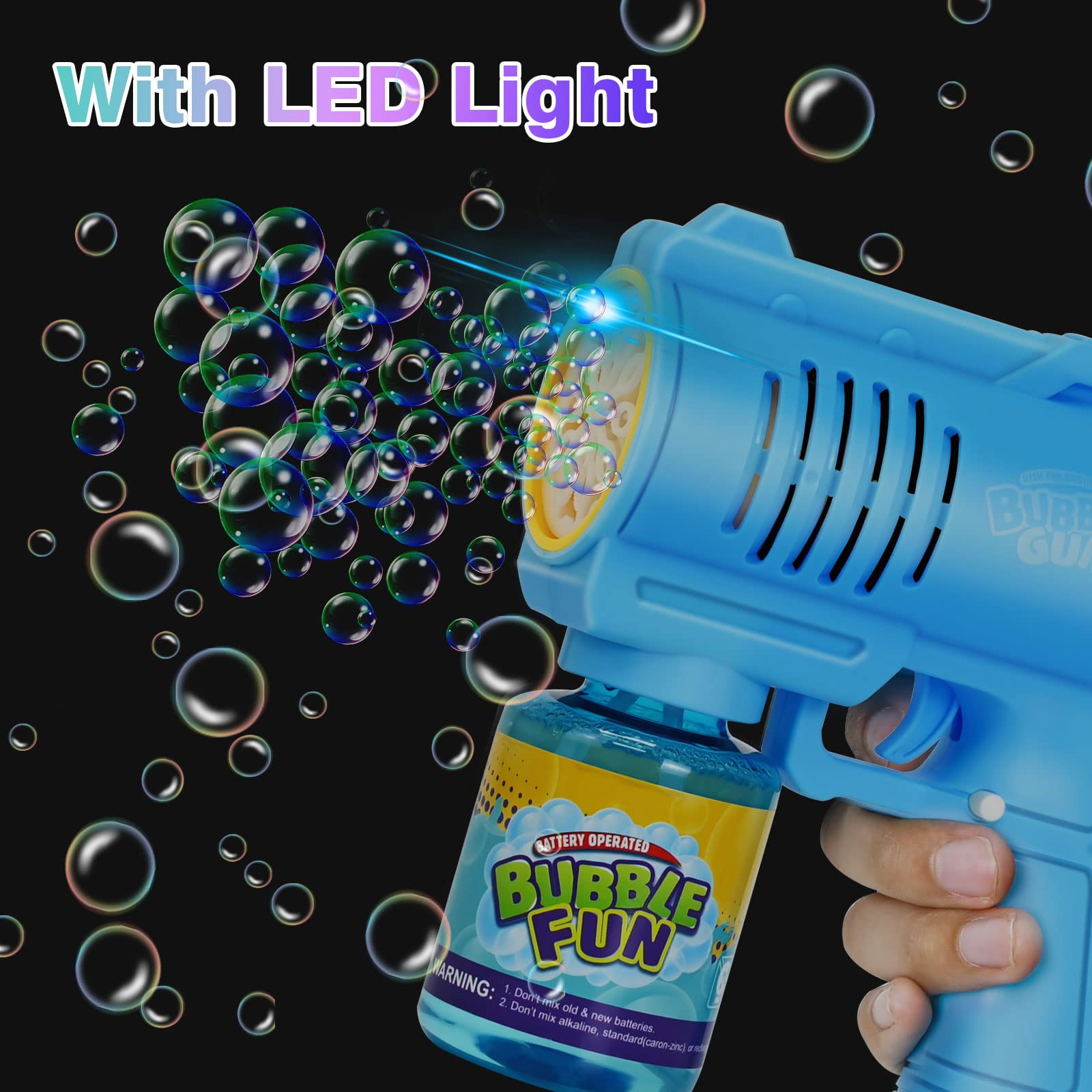 Coocar Machine à Bulles Pistolet Automatique Rose - 130ML + 60ML Concentré - Jouet Enfant Lumineux LED