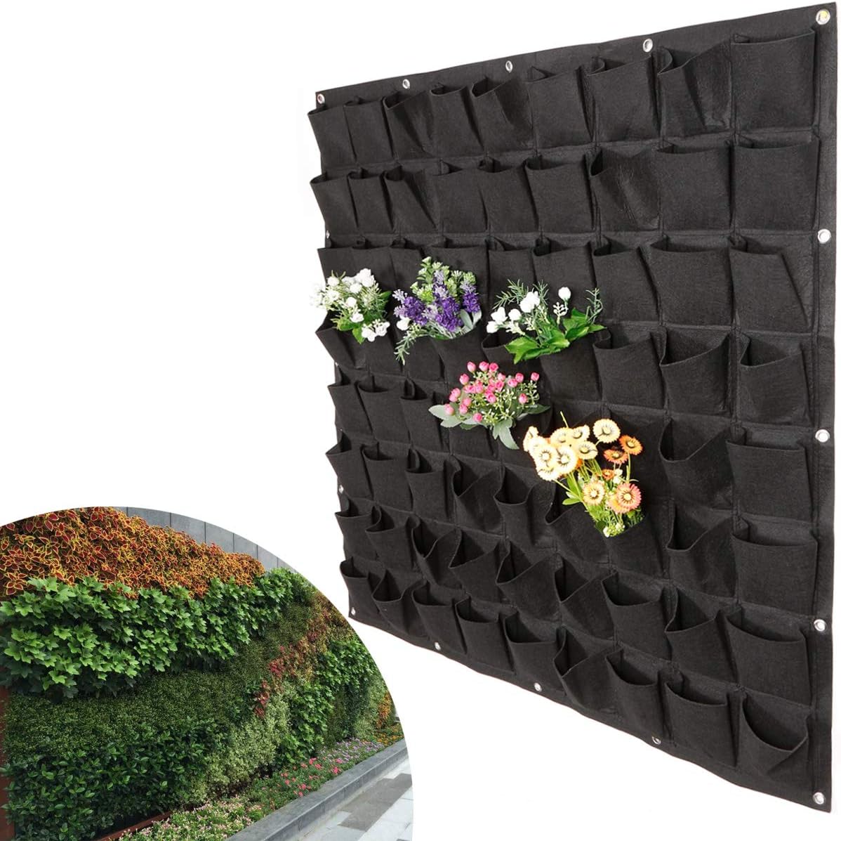 Anladia 72 Pocket Hanging Planting Grow Bags Wall Mounted Herb Planter