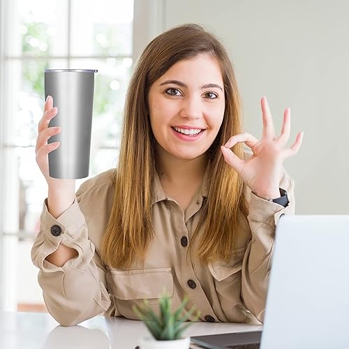 Miniatura 5 de DOMICARE Vaso de 20 onzas con tapa y pajilla, vasos de acero inoxidable con aislamiento al vacío a granel, taza de café de viaje, paquete de 1,