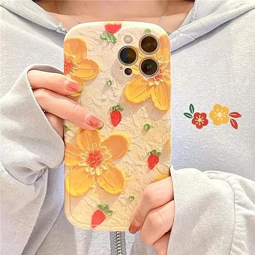 Miniatura 3 de ZCDAYE Funda para iPhone 13 (6.1 pulgadas), pintura al óleo retro con estampado de flores florecientes, colorido borde brillante, marco ondulado