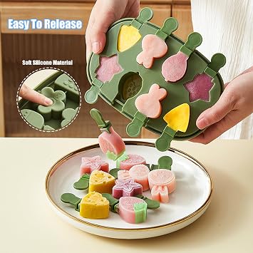 Mini Silicone Popsicles Molds, Cute Shapes Crocodile Small Popsicle Molds, Homemade Frozen Ice Pop Mold Bpa Free, Reusable Pop Mold Set with Lid and Stick(8 pieces)
