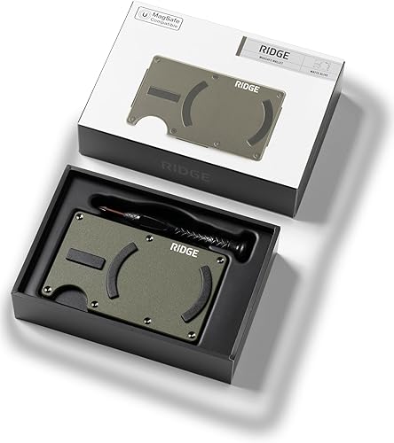 Miniatura 49 de Ridge - Cartera minimalista delgada para hombres, carteras de bolsillo frontal para hombres, billetera RFID con tarjetero, Oilva mate