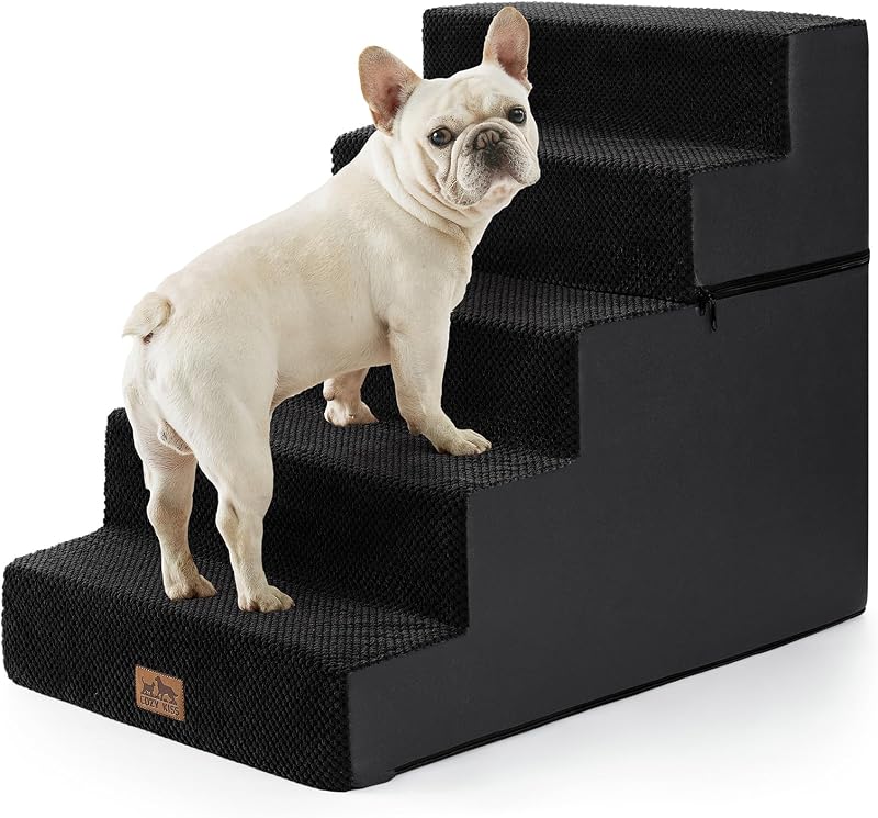 Escada dobrável para cães pequenos COZY KISS com 5 degraus e espuma de alta densidade
