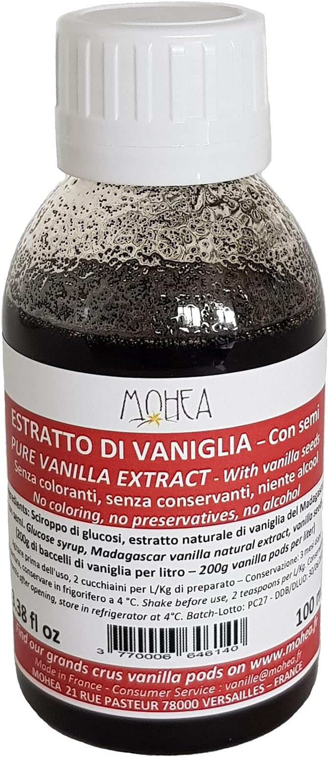 Pure Vanilla Extract / EXTRAIT DE Vanille - Bourbon / Madagascar - Avec Graines / with Vanilla Seeds - 200g/L - 100ml / 3.38 fl oz