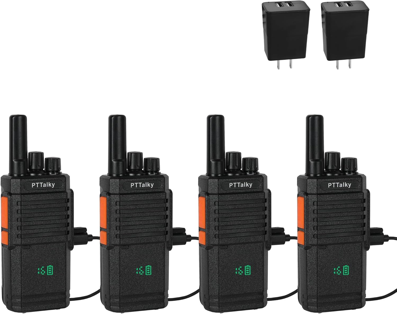 FR2 Plus Walkie Talkies Long Range, Hidden Display Portable FRS Two Way Radio, Rechargeable Handheld Walkie Talkies for Adults, USB-C Charging, VOX, for Road Trip Hiking Cruise Camping 4 Pack