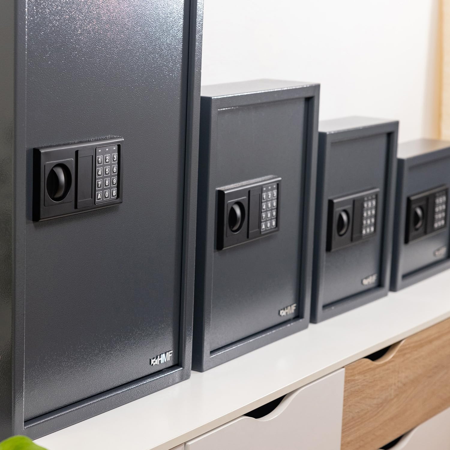 HMF Caja Fuerte para Llaves con Código Electrónico, Armario Guardallaves con Cerradura Digital | 71 Ganchos | 46 x 36 x 12 cm | Antracita