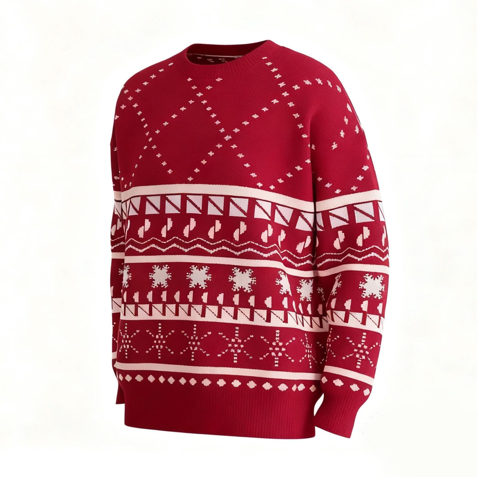Generisch Jersey de Navidad para hombre, suéter de Navidad, cuello redondo, jersey de punto de manga larga, jersey de punto fino, suéter de trabajo para hombre, suéter de invierno
