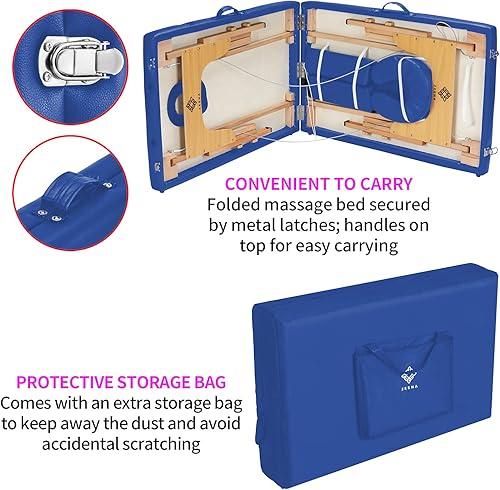 Miniatura 7 de ZEENA Mesa de masaje portátil – Cama de salón de terapia ligera para masajes, fisioterapia, tratamientos faciales y reiki en el spa o en casa