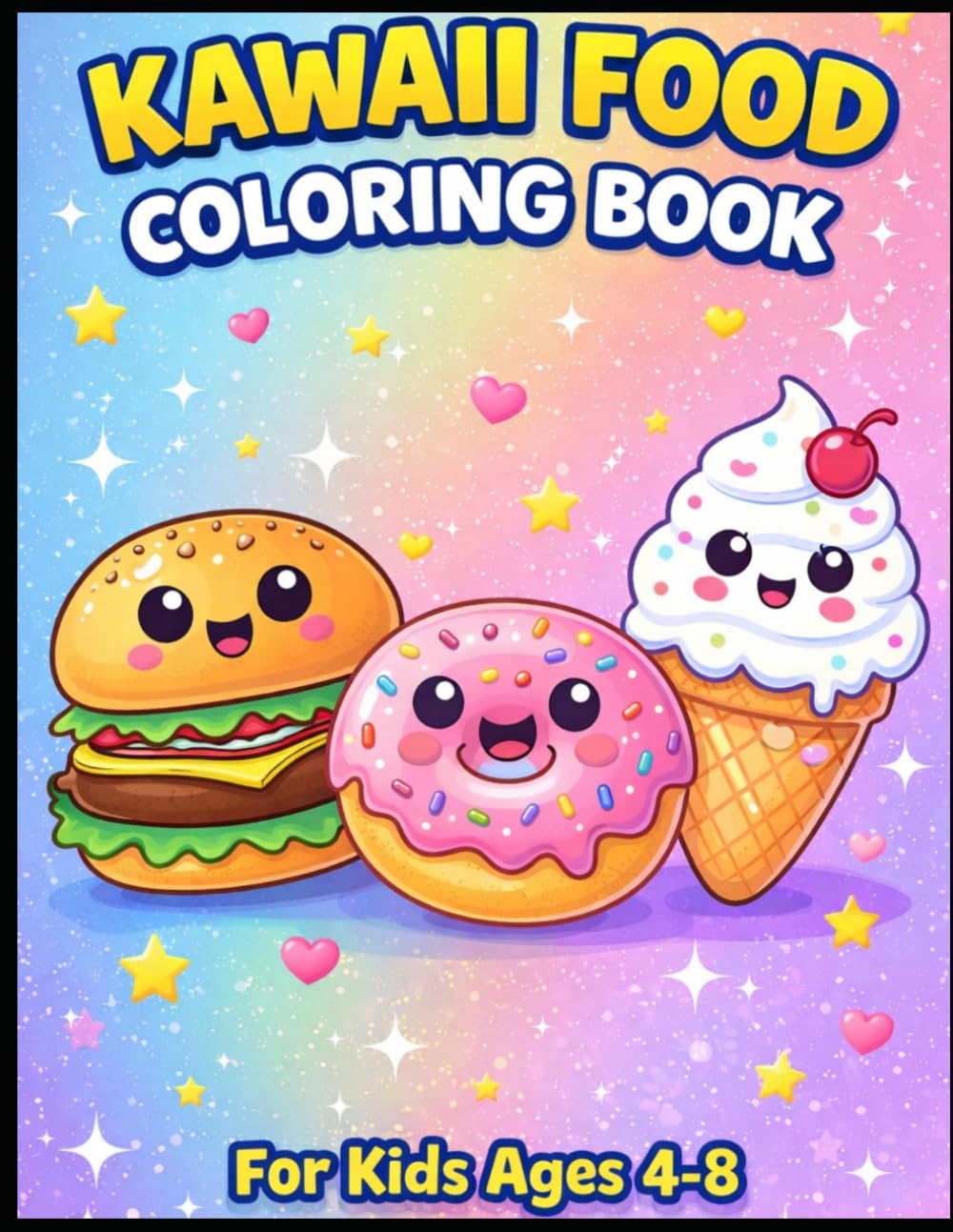 Kawaii Food Coloring Book for Kids Ages 4–8: Cute and Easy Coloring Pages with Fun Snacks, Desserts and Happy Food Characters | Bold and Simple Designs for Toddlers, Preschoolers and Beginners