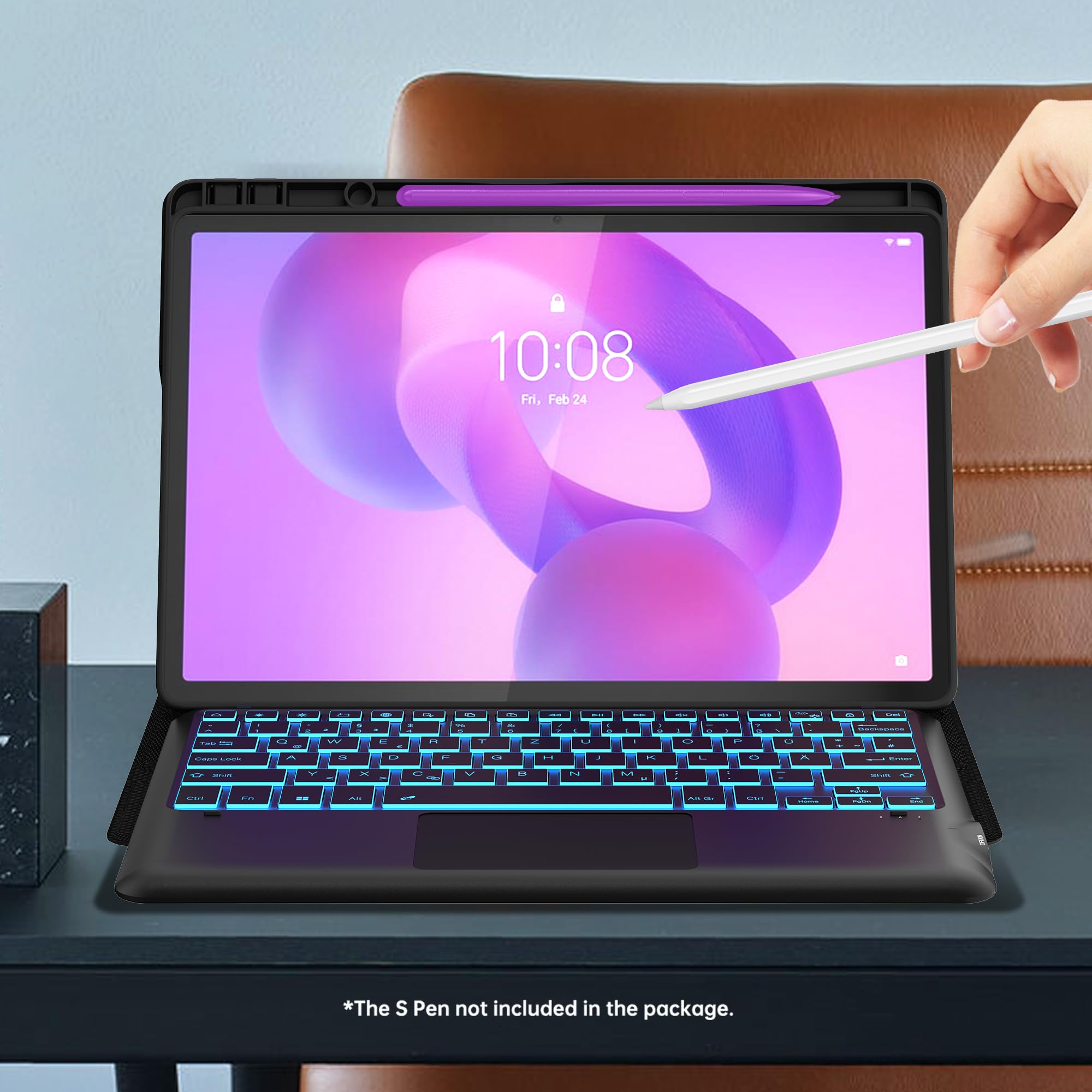 Clavier avec Trackpad pour Lenovo Tab P12 Pro 12.7,Détachable Clavier