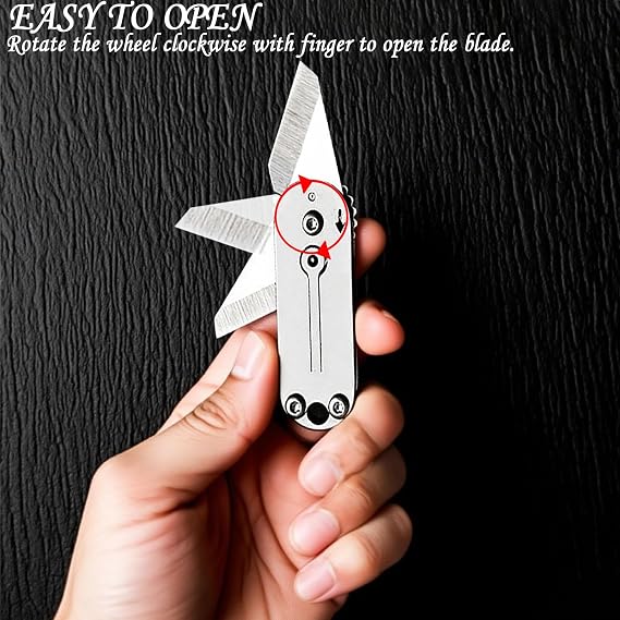 2Pcs Titanium Finish Folding Multi-Tool, Portable EDC Utility Cutter with Keychain for Box Opening, Outdoor, DIY, Camping & Everyday Carry