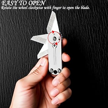 2Pcs Titanium Finish Folding Multi-Tool, Portable EDC Utility Cutter with Keychain for Box Opening, Outdoor, DIY, Camping & Everyday Carry
