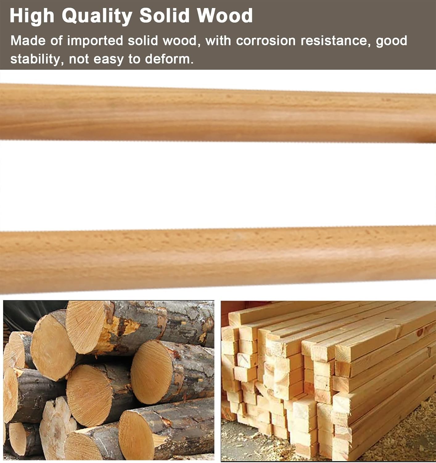 Glass Solid Wood Door Handle Set for Front Door, Retro Round Sliding Push Pull Bar Handle Double Sided, for Farmhouse Barn Wine Cellar (Size : 40 cm (16")