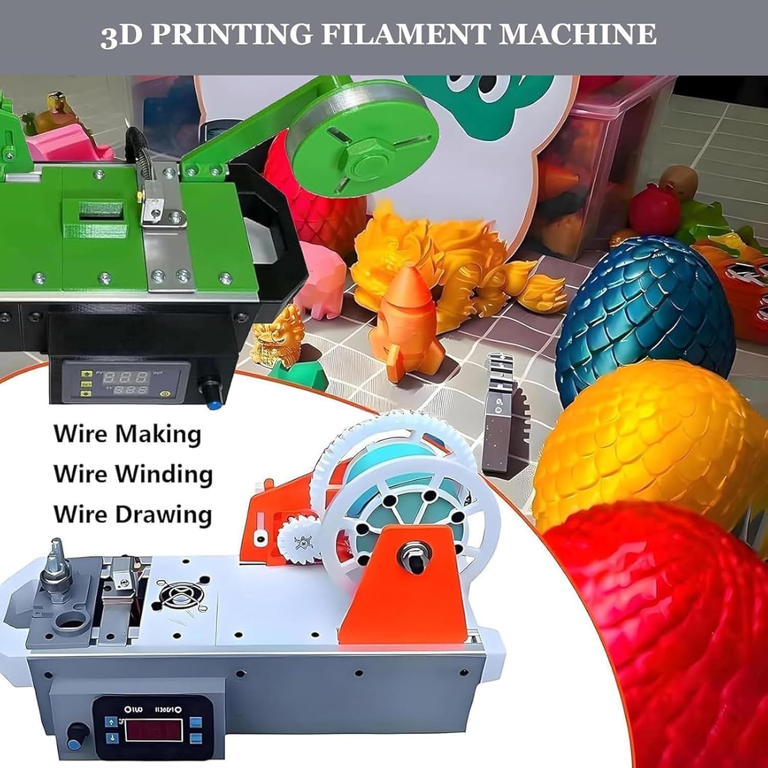 Urządzenie do drukarki 3D, recykling butelek PET z recyklingu, średnica wytłaczania 1,75 mm, regulacja temperatury i prędkość, zawiera obcinacz do butelek do projektów DIY