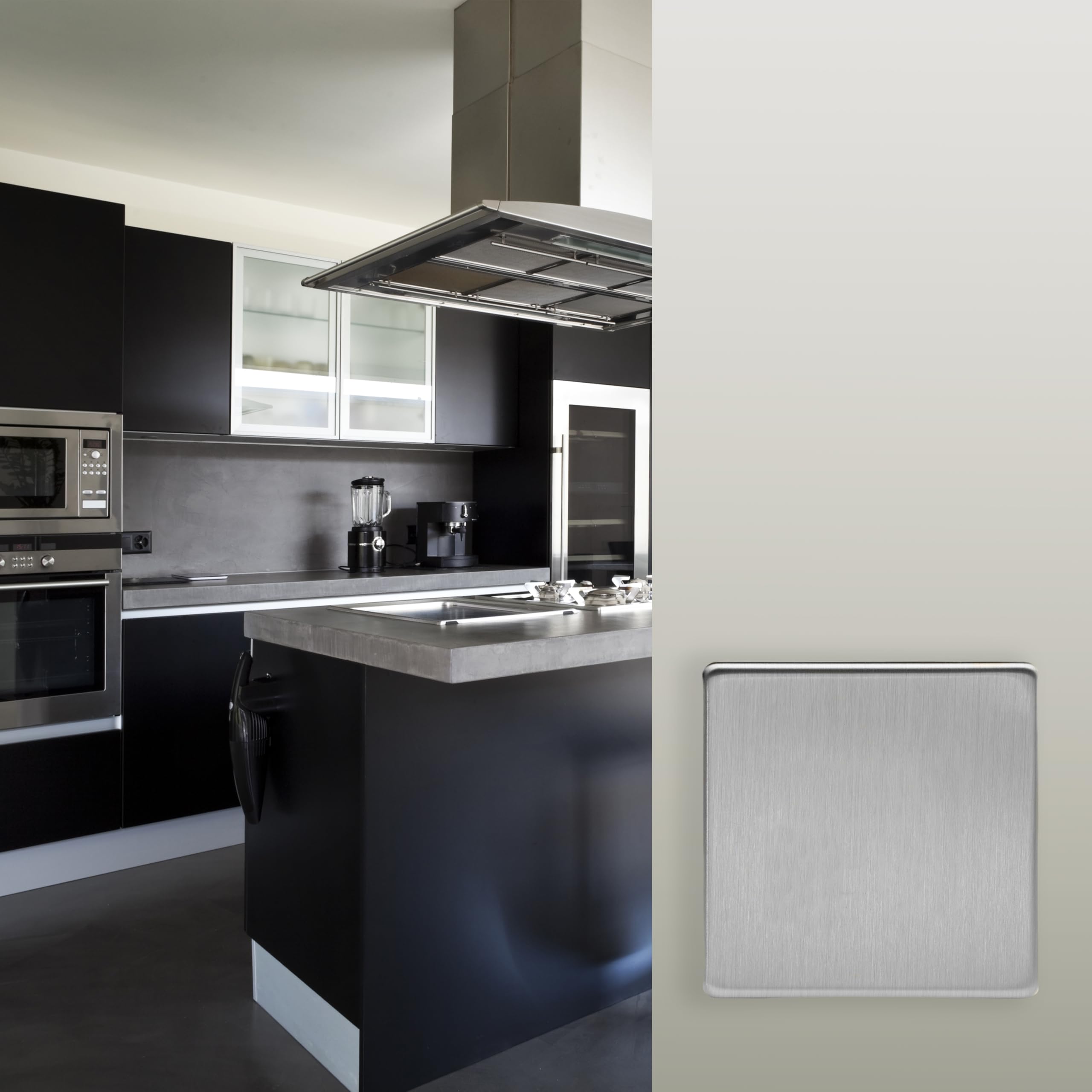 Varilight Single Blank Plate - Screwless Brushed Steel, 86x86x9mm - Image 2