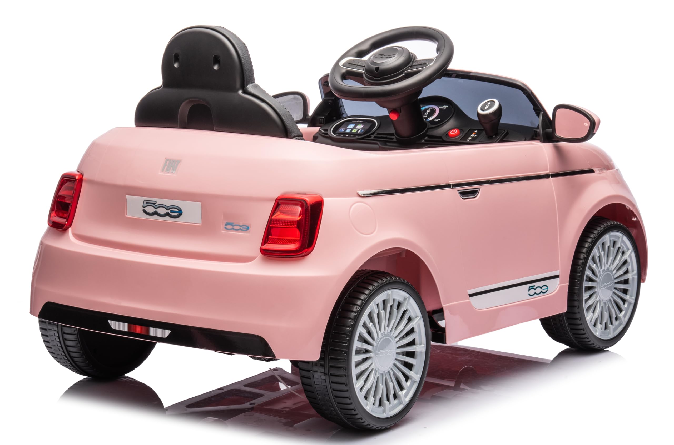 Macchina Elettrica per Bambini 12V Fiat 500 Auto Giocattolo Full Optional con Telecomando Parentale Soft Start e Cintura di Sicurezza (Rosa)
