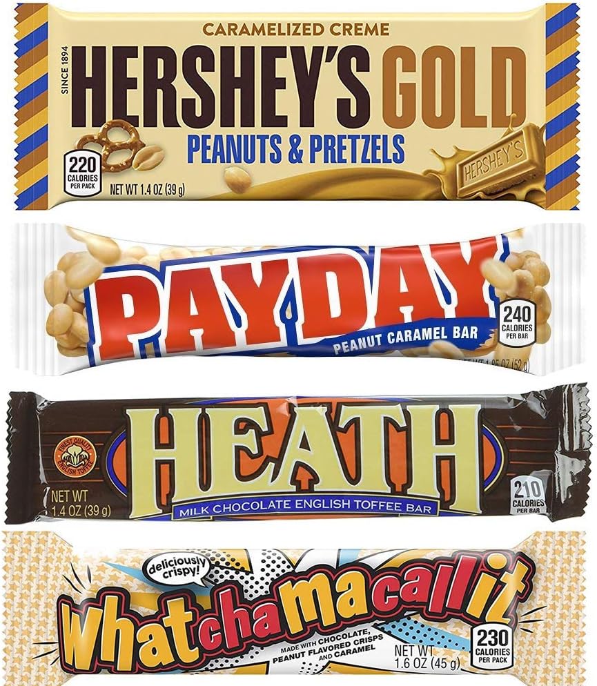 Payday, Heath, Whatchamacallit & Hershey's Gold Gift Box - 4 Bars Of Each (16 Total Bars) By Candylab