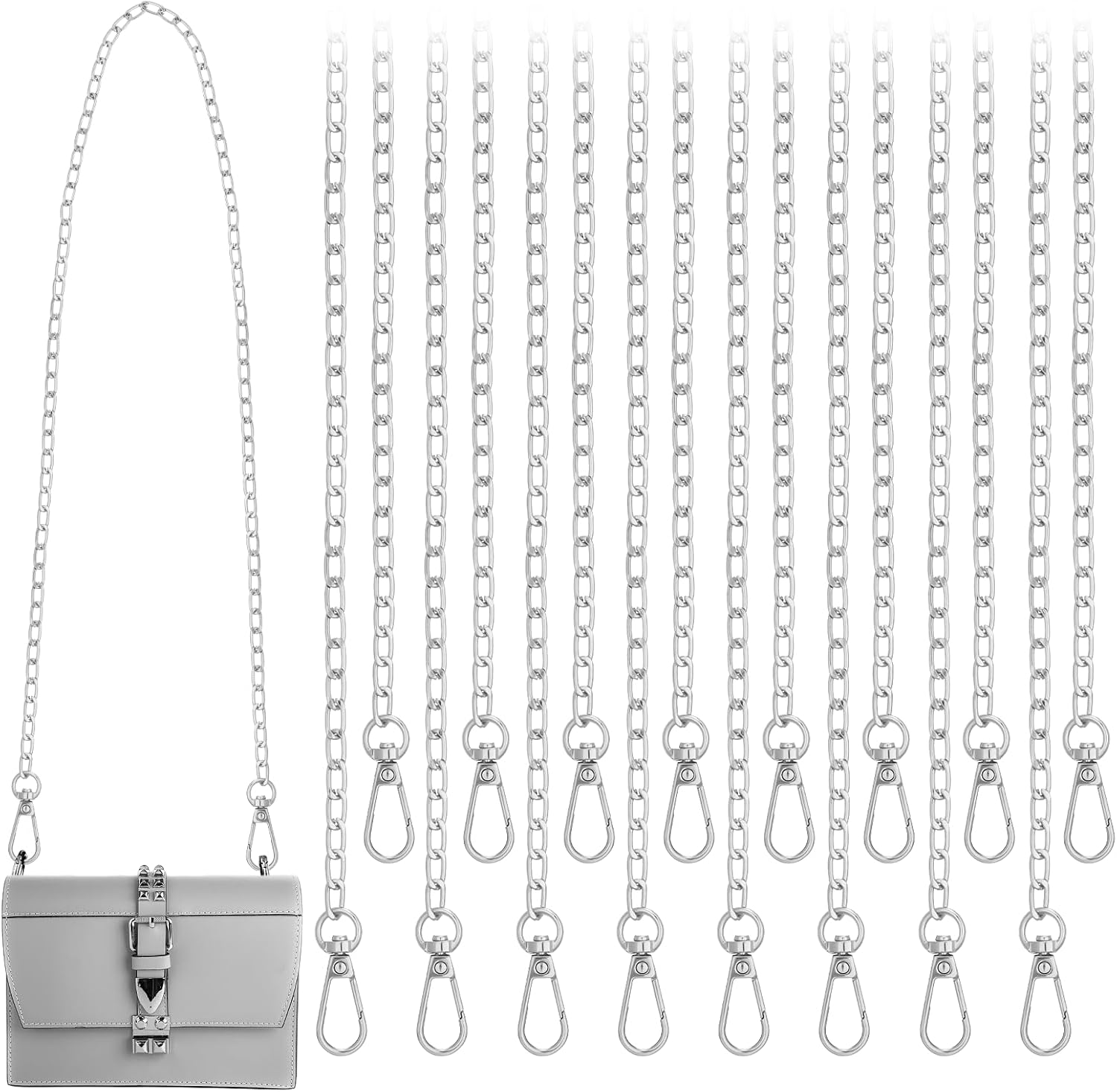 Dimeho 16 Pcs Gold Purse Chain Metal Shoulder Cross Body Bag Strap Replacement with Buckle for DIY Handbag Clutch Craft