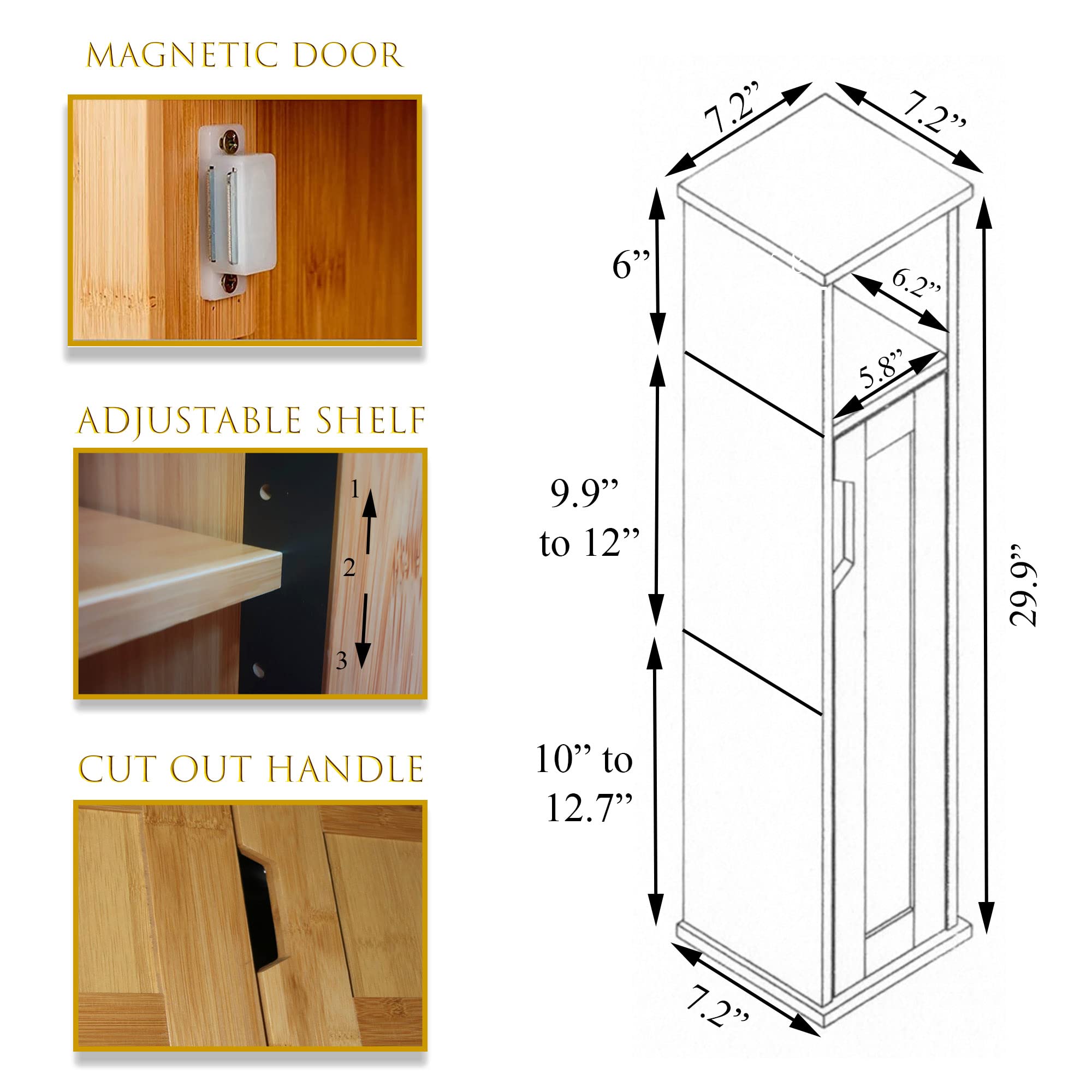 Evideco 9912195 - Soporte para Rollo de Papel higiénico y Armario de Almacenamiento 2 en 1, Madera de mahé, 7.2 pies de Largo x 7.2 Pulgadas de Ancho x 29.9 Pulgadas de Alto