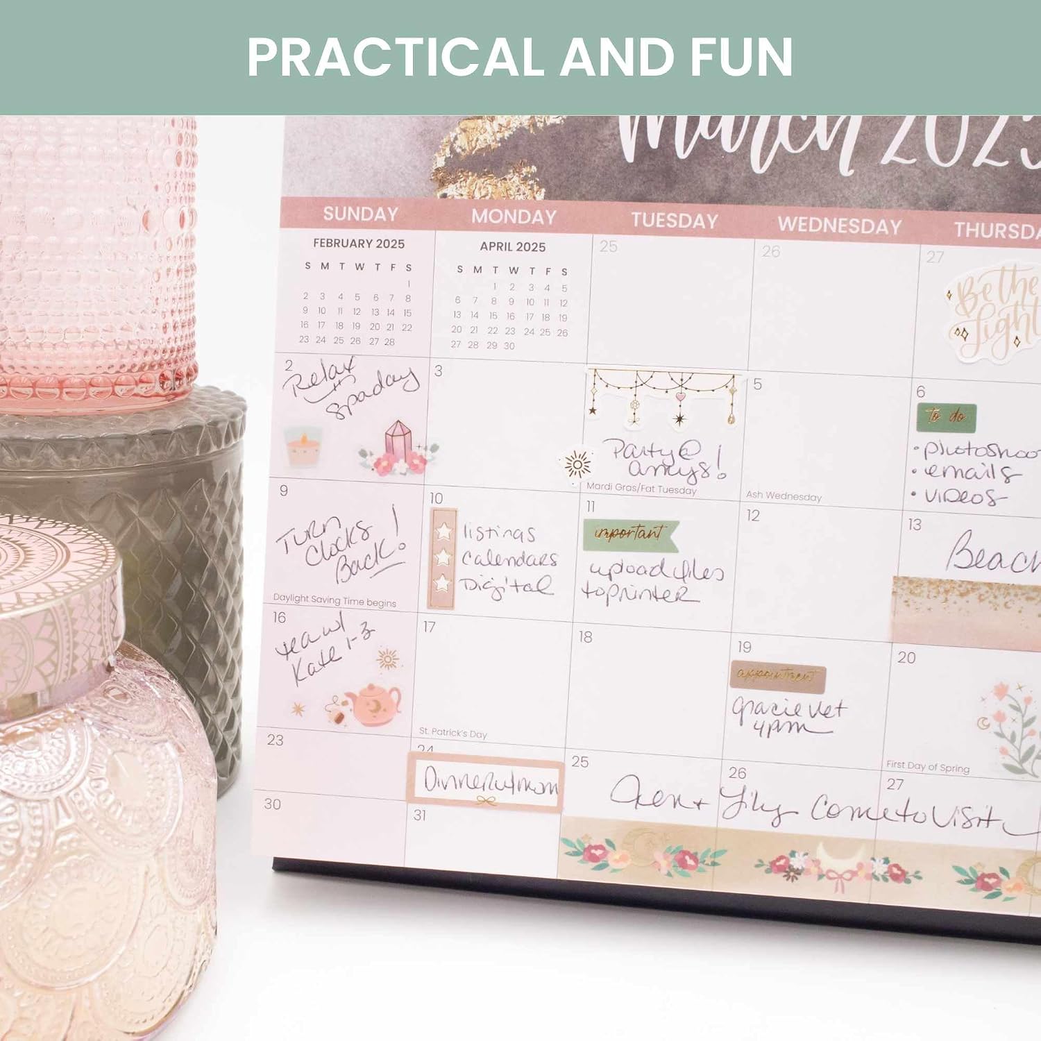 bloom daily planners x Simply Gilded Aesthetic Neutral Planner Stickers (8 Sheets / 435 Stickers) - Bohemian Variety Pack with Gold Foil for Decorating, Planning, Scrapbooking image 5