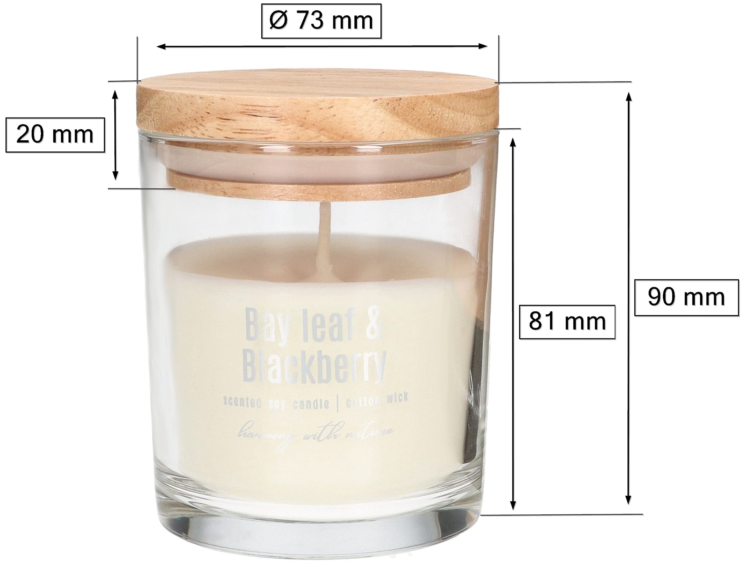 KOTARBAU® 6er Set Sojawachskerze Duftkerze im Glas mit Holzdeckel Bay Leaf & Blackberry