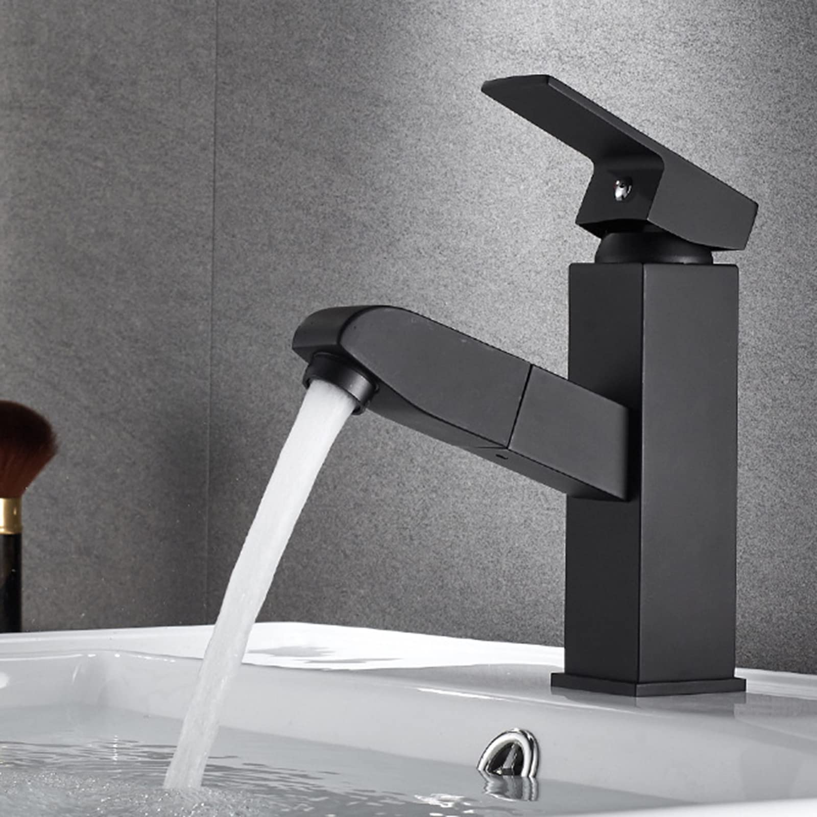 Robinet de cuisine monobloc noir extensible pour éliminer les éclaboussures
