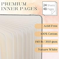 Vista 3 de Cuaderno de Bocetos de Acuarela, 5.5" x 5.5" Libros de Bocetos Artista Cuaderno de Papel de Acuarela de Algodón, Cubierta de Lino con Pluma de Agua