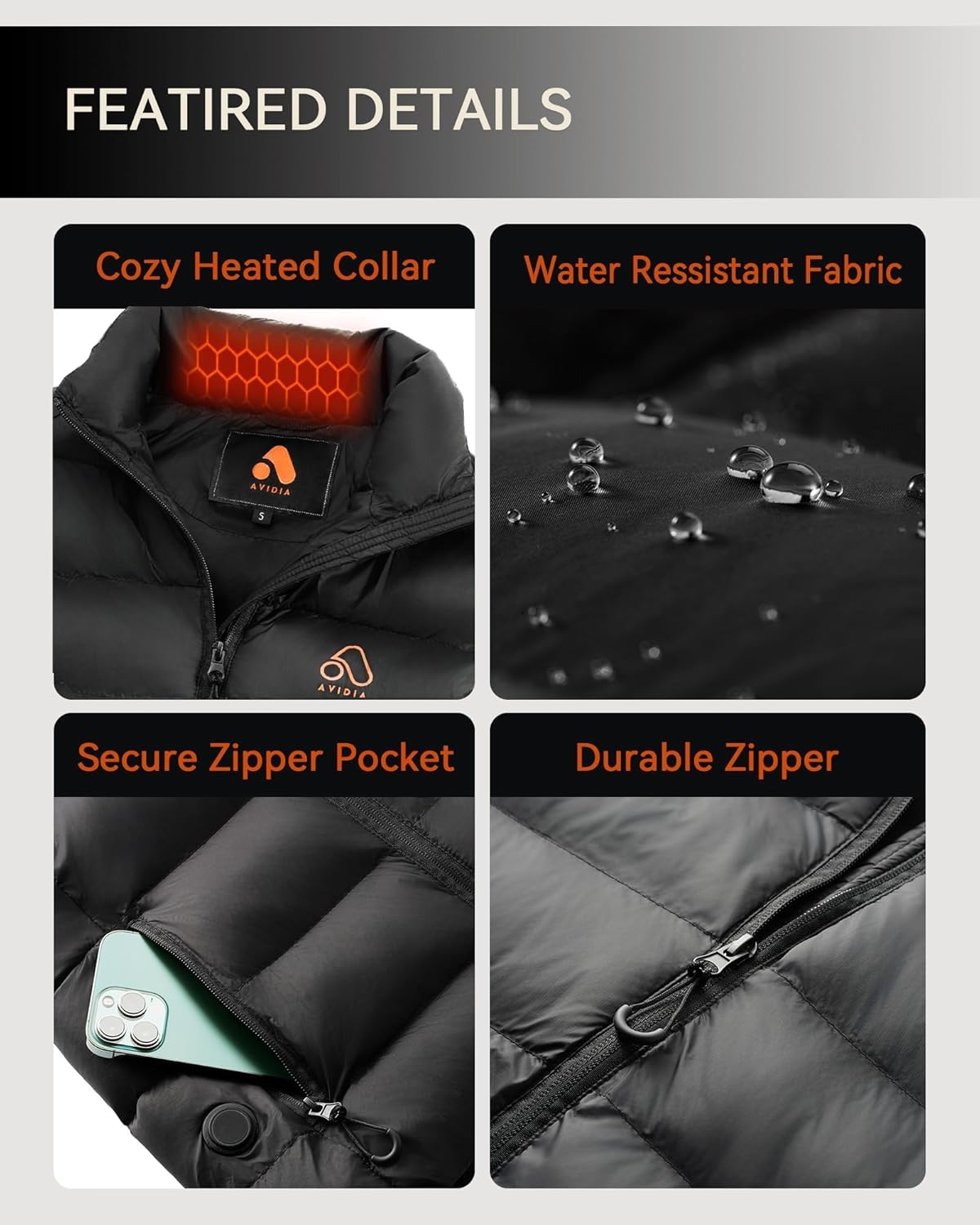 AVIDIA Heated Vest Women with Battary Pack, Rechargeable Women's Lightweight Heating Vests, Ideal Gifts for Wife Her - Image 6