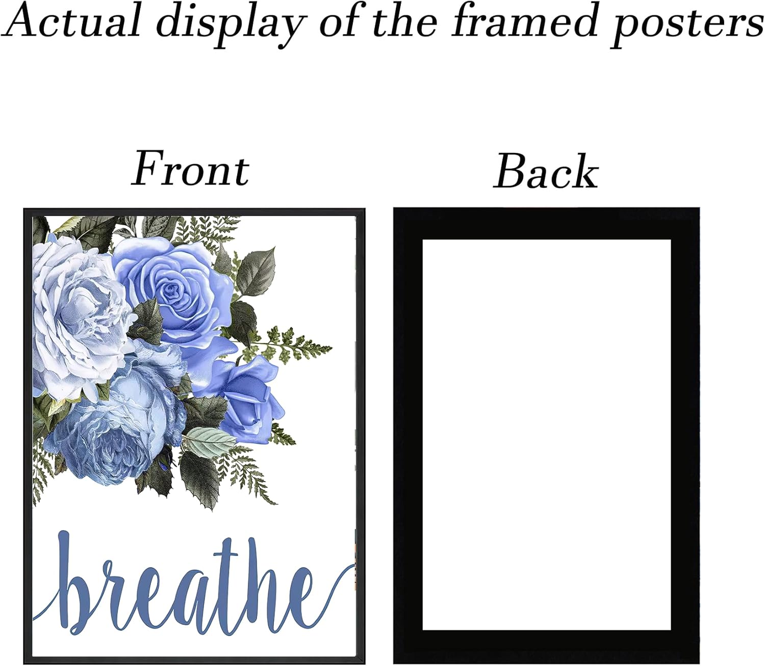 LEYIARTT Navy Blue Relax, Soak & Unwind Floral Poster - Canvas Print Posters Wall Art Picture for Bathroom Home Decor