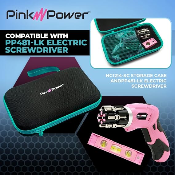 Pink Power Storage Case for Cordless Electric Scissor Box Cutter Cordless Screwdrivers - Craft Sewing Accessories Storage Case - Fits HG2043 HG1214 PP481 PP481-LK
