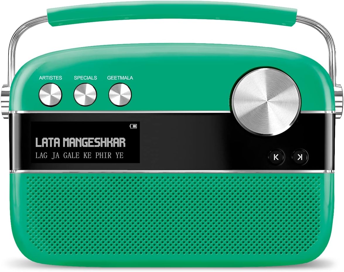 Saregama Premium Hindi - Portable Music Player with 5000 Preloaded Songs, FM/BT/AUX (Forest Green)