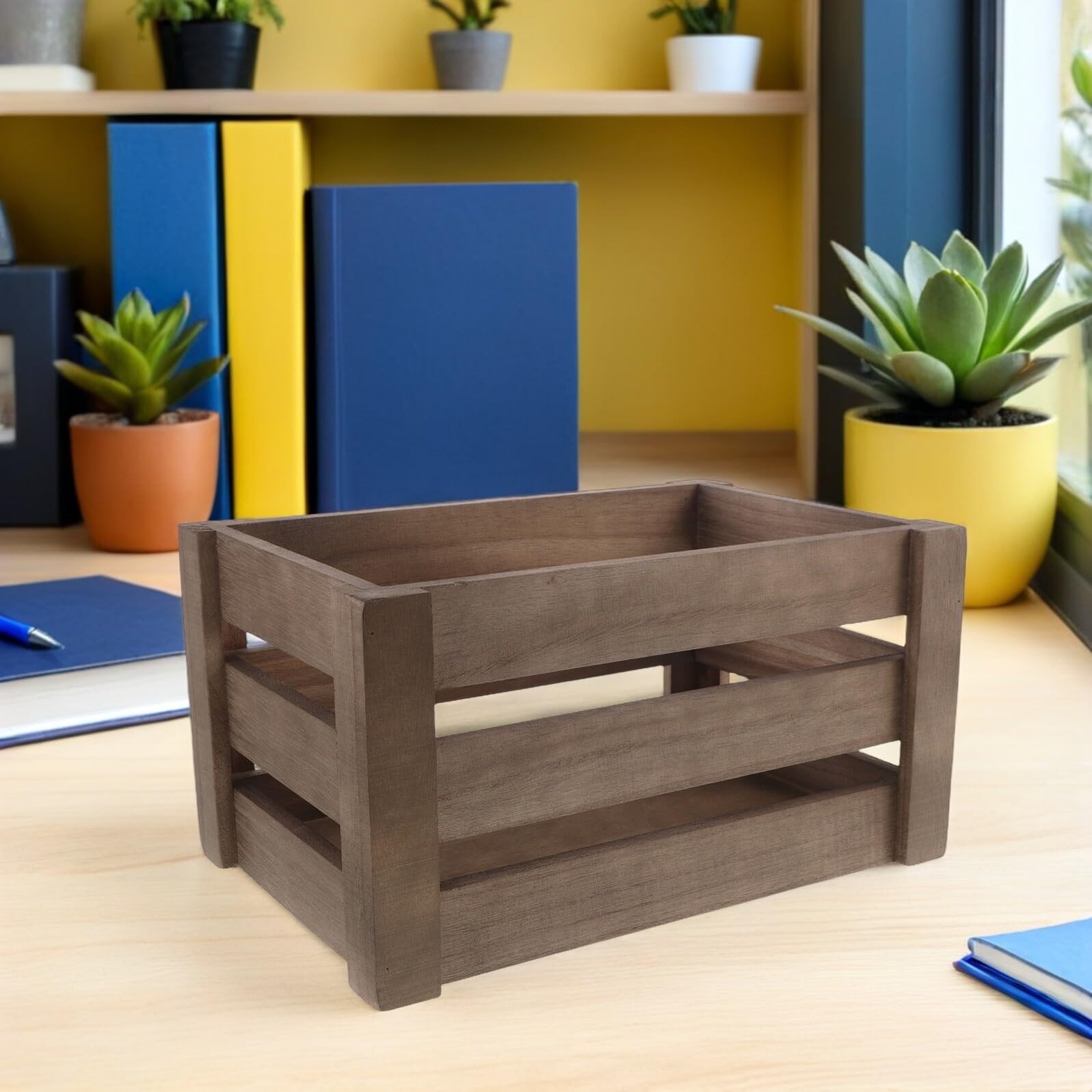 Scatola di Stoccaggio Rustica in Legno Rettangolare per Cucina e Display