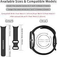 Vista 6 de Band Compatible with Google Pixel Watch 1/2/3/4 (41mm), Soft Silicone Sport Replacement Straps Bracelet for Google Pixel Watch 41mm
