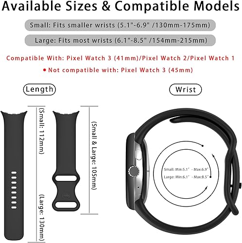 Miniatura 6 de Band Compatible with Google Pixel Watch 1/2/3/4 (41mm), Soft Silicone Sport Replacement Straps Bracelet for Google Pixel Watch 41mm
