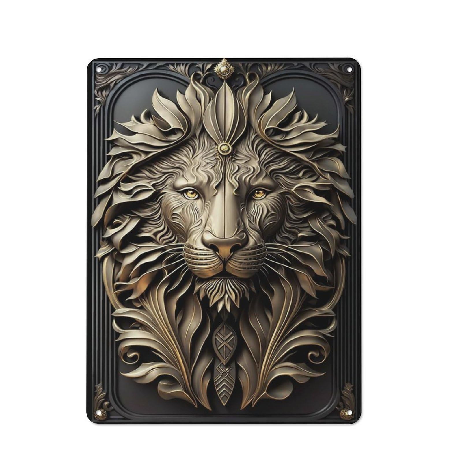 Junmoney Style-14 Vintage Tin Sign With Legendary Golden Lion Design 40X30cm, Nostalgic Nostalgic Wall Art For Living Room, Hallway, Kitchen Or Cafe