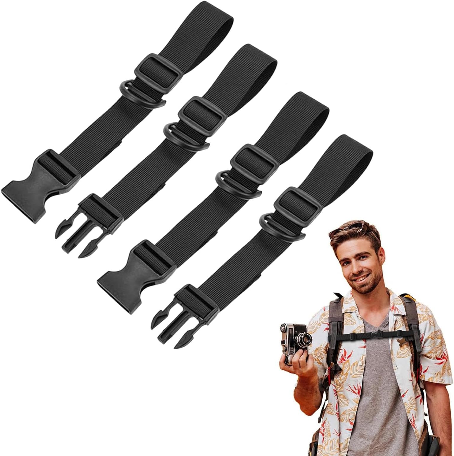 2 Pair Adjustable Backpack Chest Strap, Replacement Sternum Straps For Backpacks, Rucksack Chest Strap with Quick Release Buckle,Backpack Universal chest Belt for Kids Adult Hiking Jogging
