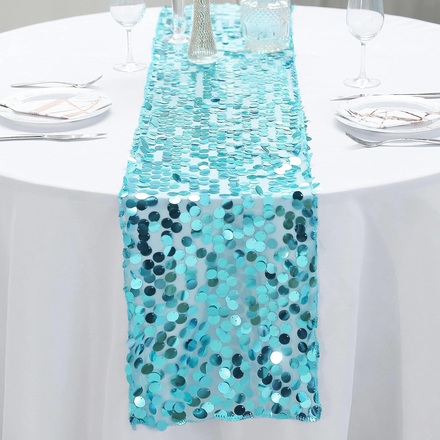 Efavormart Premium Turquoise Sequin Restaurant Table Top