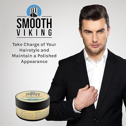 Miniatura 7 de Smooth Viking Arcilla de peinado para hombre crema moldeadora con acabado mate producto para peinados texturizados gruesos y modernos sin brillo 2 oz