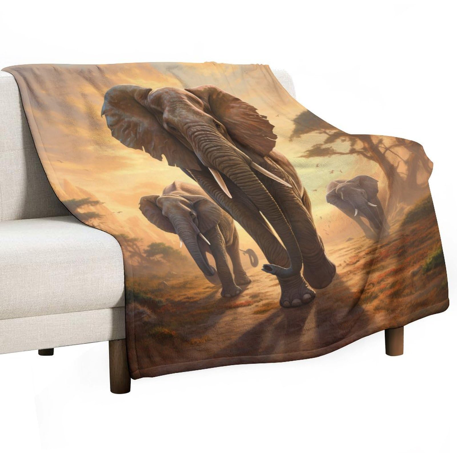 Ecwecc Girls Style-3-1 Elephants Throw Blanket Sofa Throws African Animal For Humans Fluffy Snugly Soft Warm Fuzzy Blanket For Kids Adults Couch Travel Outdoor Christmas/Thanksgiving Valentine's Day 180X200cm