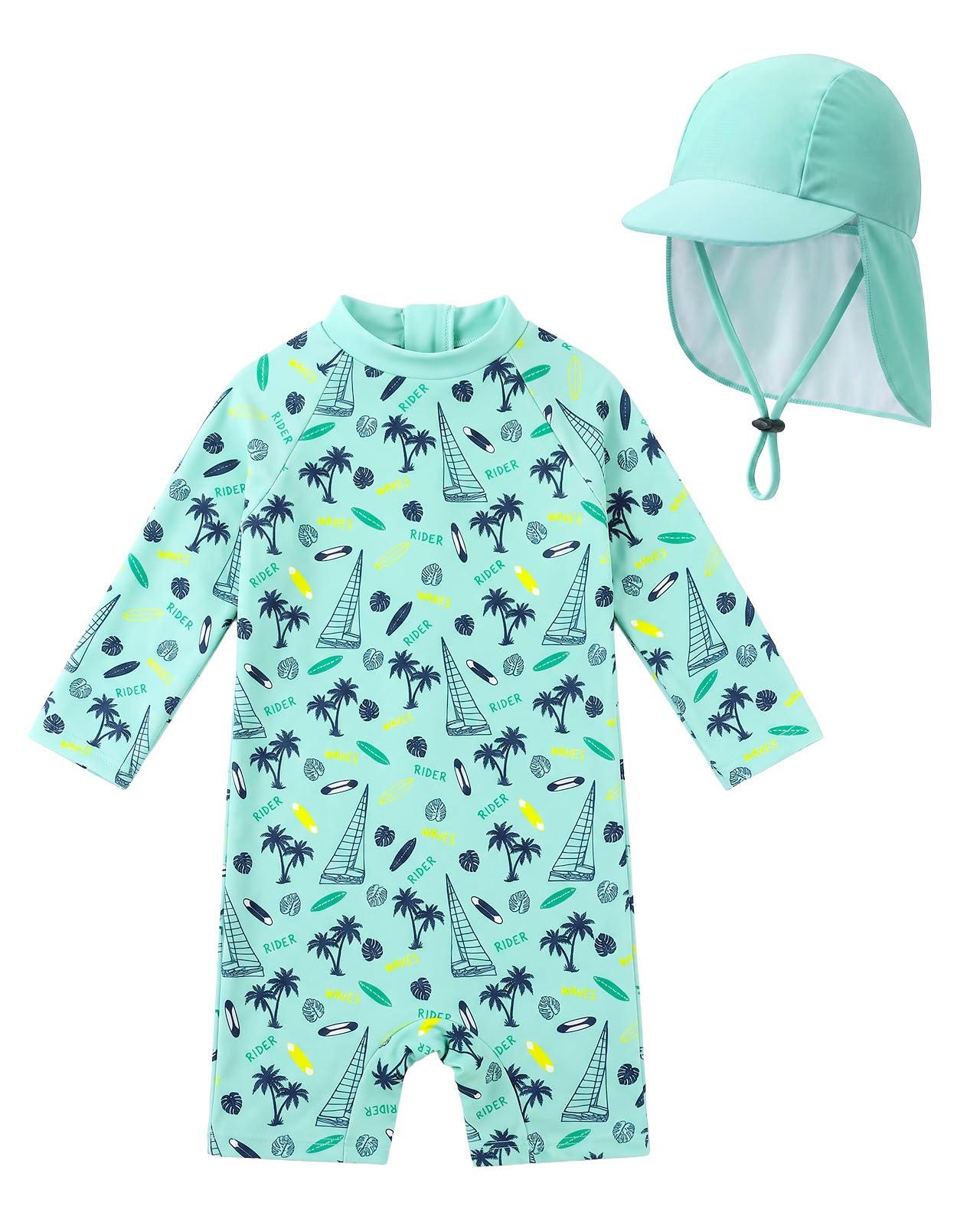 weVSwe Baby UPF 50+ Rash Guard &amp; Adjustable Sun Hat 0-3 Years