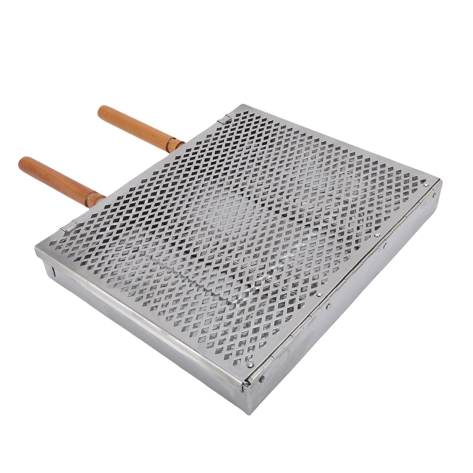 Generic Cestello per Barbecue Resistente Griglia in Acciaio Inossidabile Regolabile per Pesce Carne Verdure per Campeggio e Picnic Argento 12,0x1,6x10,0 Pollici (doppia maniglia)