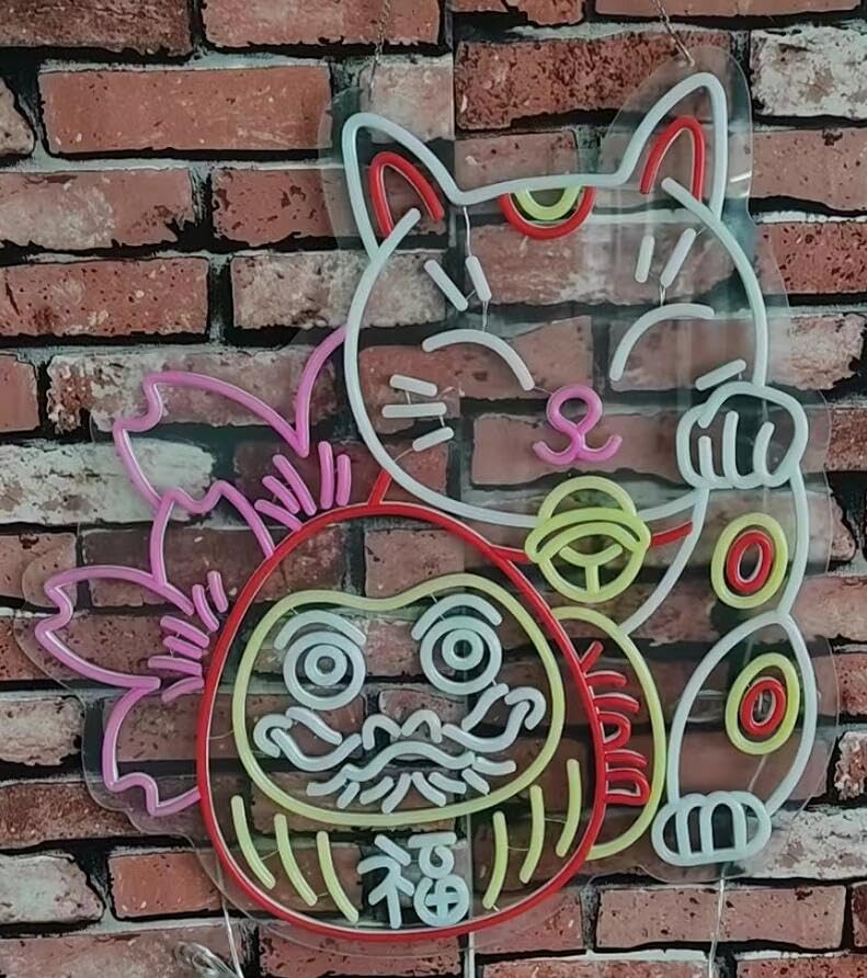 LEDネオンサイン(Lucky Cat 招き猫 hero cartoon neon sign)ネオン看板 