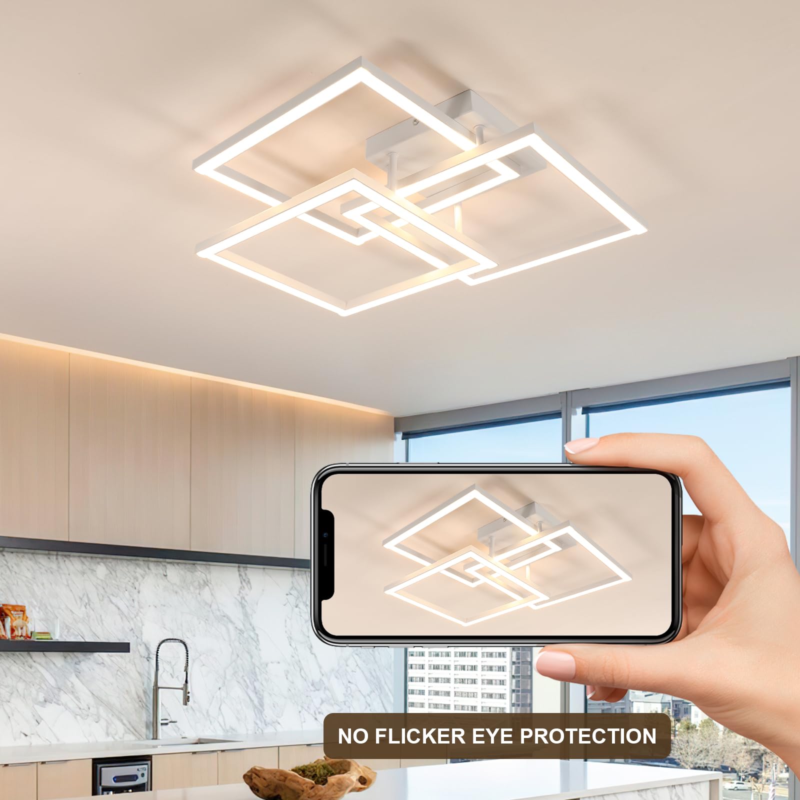 Comely Moderne LED Plafonnier, Creatieve 5-Koppige Plafondlamp 40W 4500LM, Acryl Plafondlamp voor Woonkamer, Keuken, Slaapkamer en Gang, Koel Wit Licht 6500K