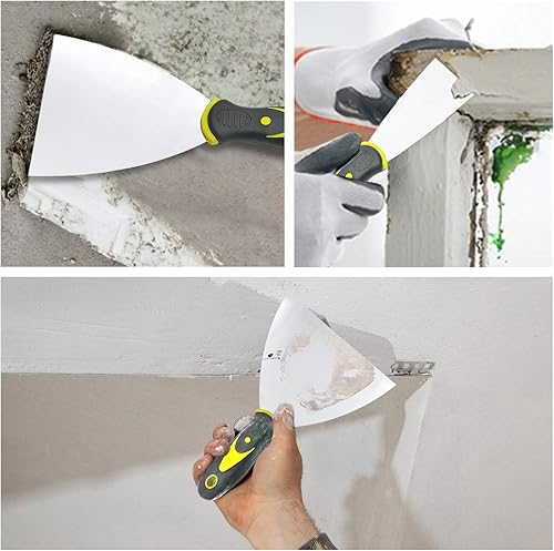Miniatura 6 de Juego de cuchillos de masilla, 4 cuchillos de masilla (2, 3, 4, 6 pulgadas), raspadores de metal, raspadores de masilla para paneles de yeso,